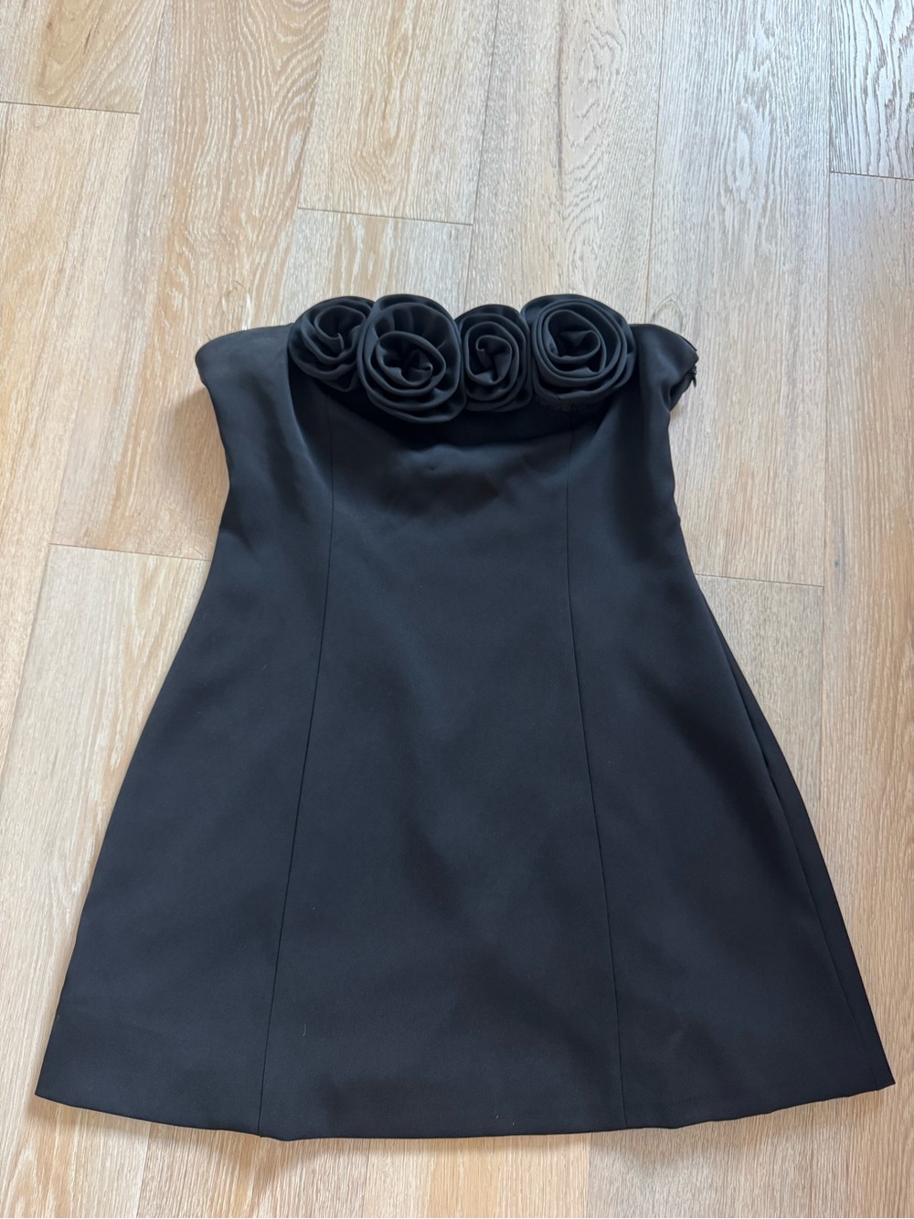 Peppermayo Black Strapless Mini Dress with Rosette Trim - Picture 2 of 4